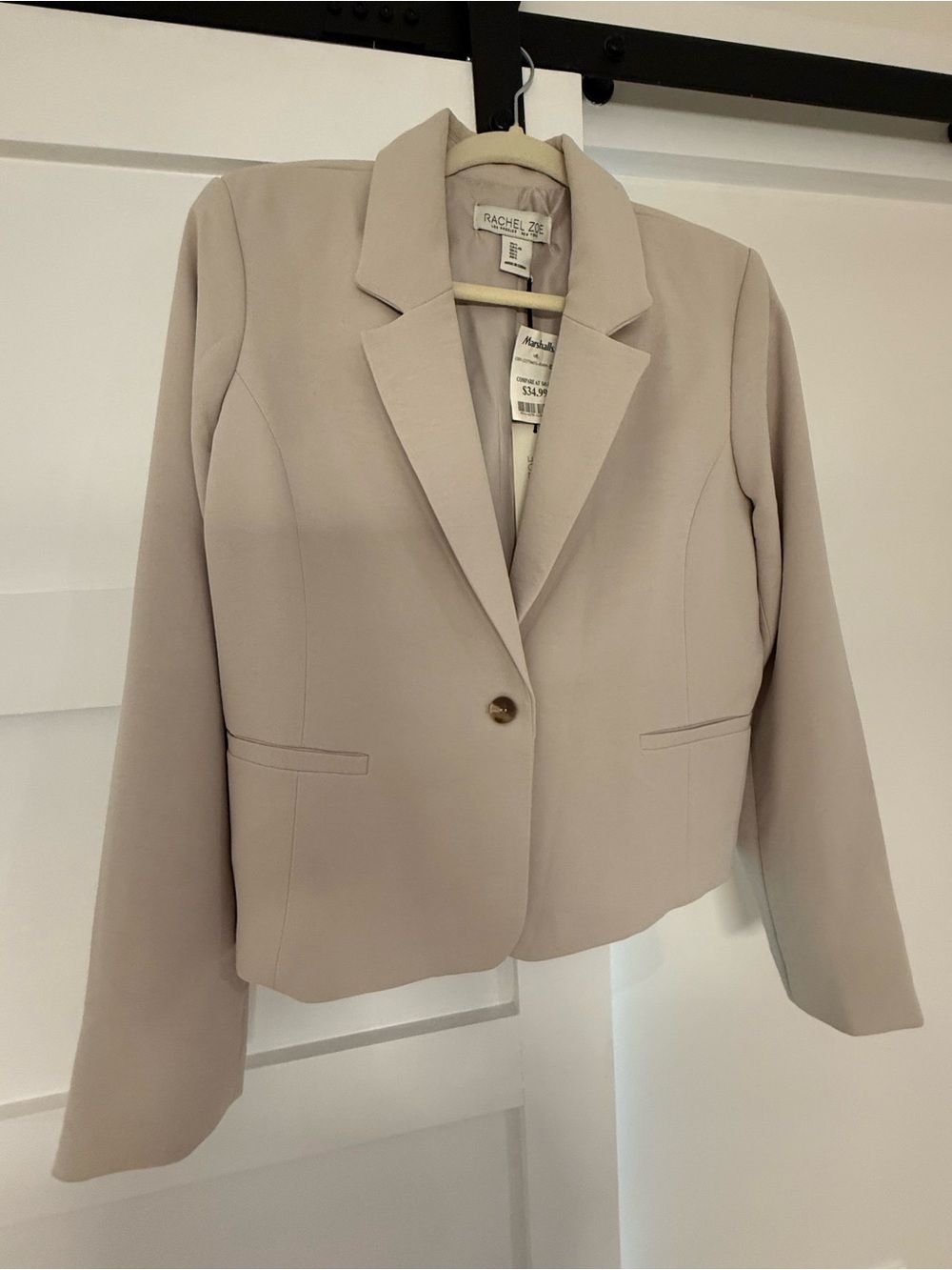 Rachel Zoe Taupe Single-Button Cropped Blazer